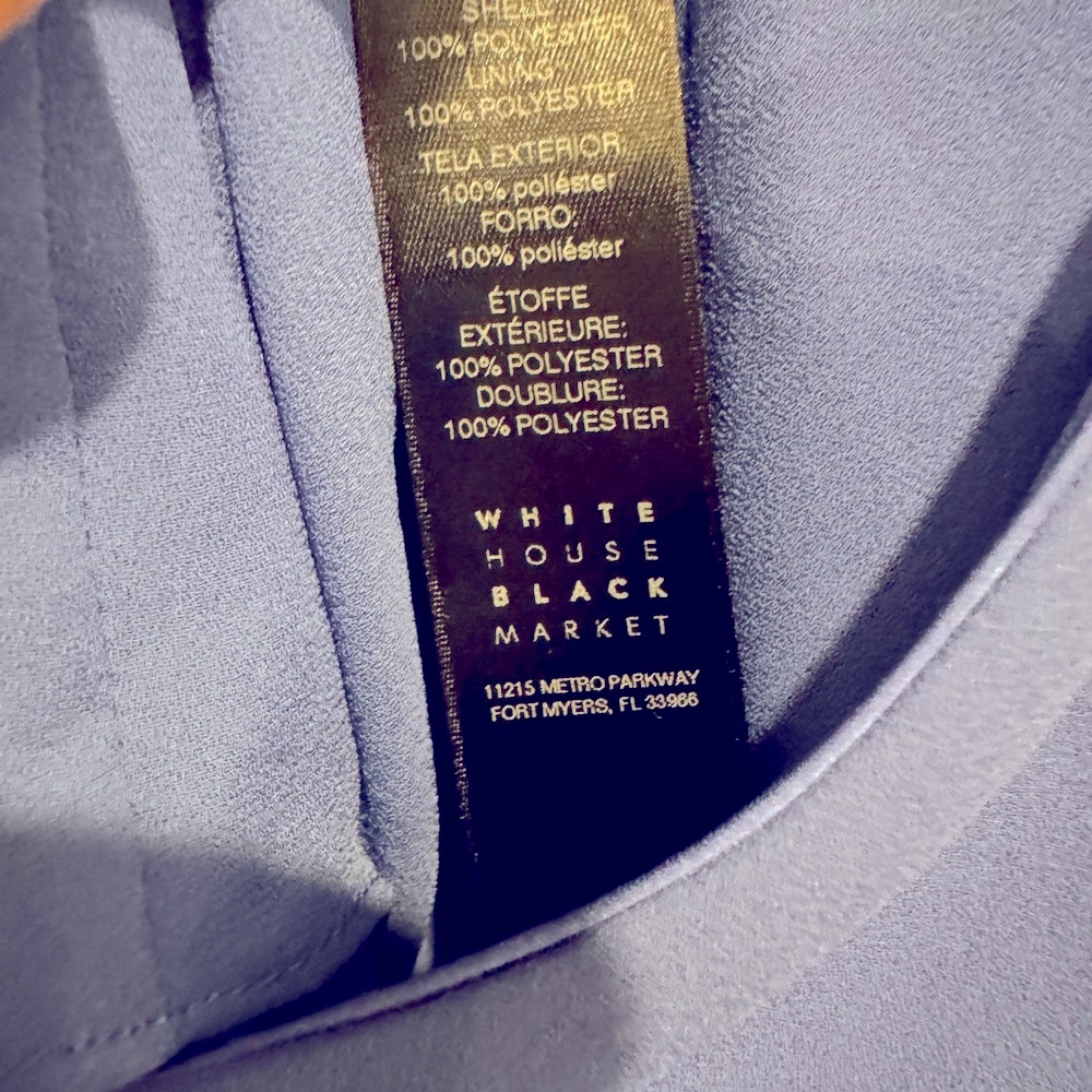 White House Black Market Blue Blouse Sz M - Picture 5 of 6